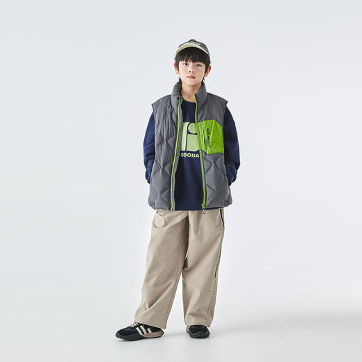 蓝汽水2025年秋冬新款中大童立领羽绒马甲防钻绒抗静电保暖亲子装 商品图1