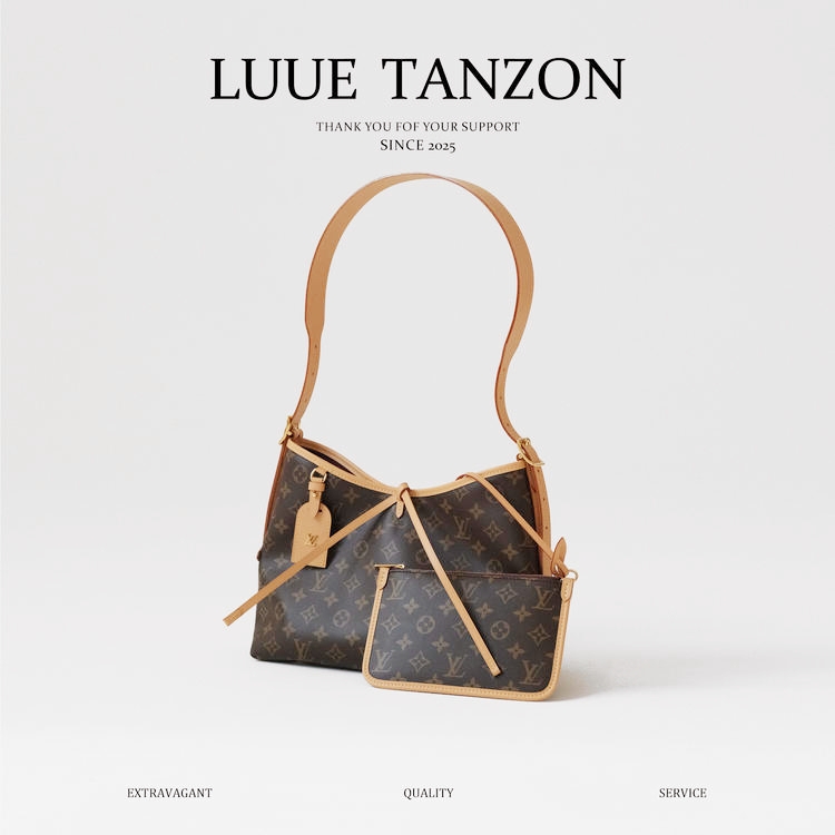 驴家 CARRYALL PM*老花满印 涂层帆布拼牛皮饰边 子母包手提单肩包 女款 棕色（CB）