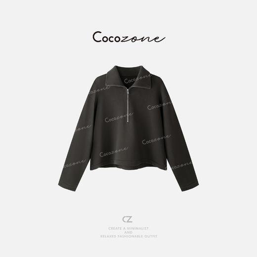 COCO ZONE 刘一一【100棉】立领纯色简约半开领卫衣 CD1A1325 商品图1