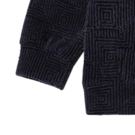 WY1154SDSA男士秋冬新款痞帅男装潮牌绒毛几何方块暗纹提花抽绳连帽卫衣 商品图4