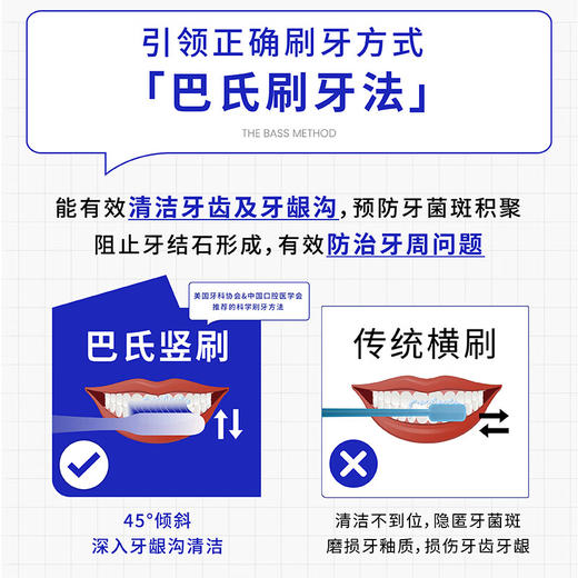 白惜巴氏刷牙法长头牙刷 1支 商品图6