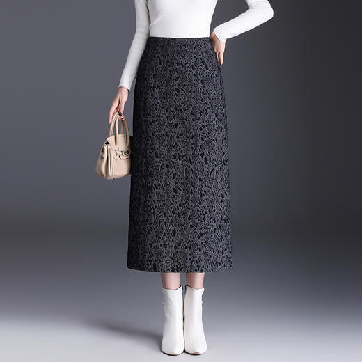 MYX印花中长款时尚直筒裙开叉包臀一步裙2025年秋季新款高腰半身裙 商品图0