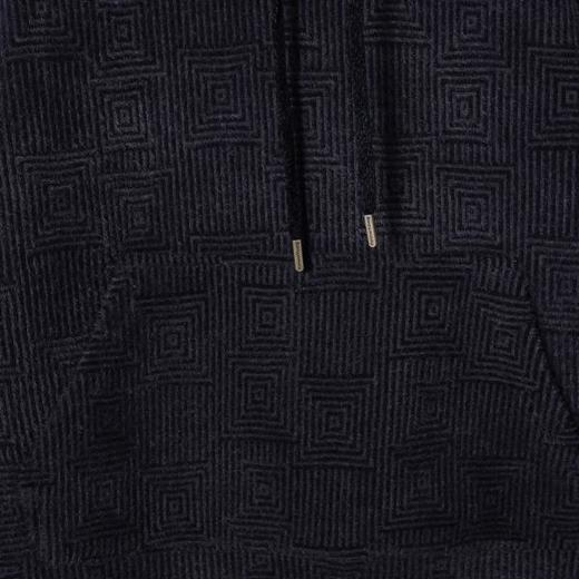 WY1154SDSA男士秋冬新款痞帅男装潮牌绒毛几何方块暗纹提花抽绳连帽卫衣 商品图3