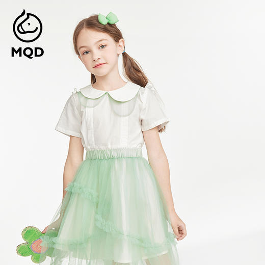 【MQD】女童夏季甜美荷叶边府绸连衣裙套装 商品图1