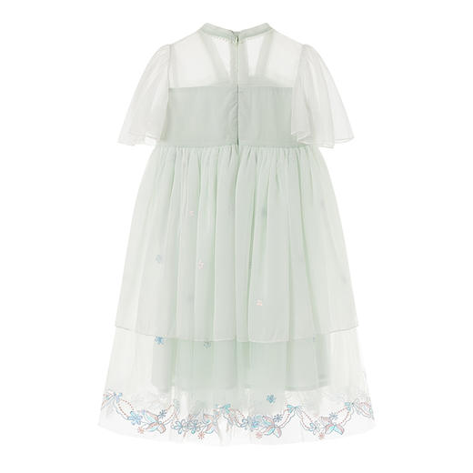 【MQD】女大童夏季新款国风精致绣花网纱短袖连衣裙 商品图4