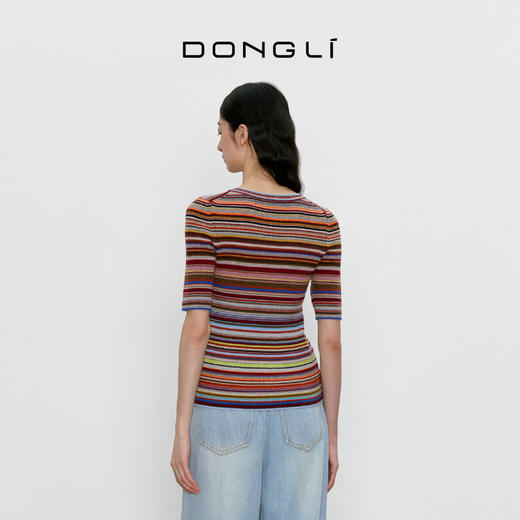 东黎 • 我不被驯化 里希特条纹 山羊绒女士秋季彩条半袖 5515 商品图3