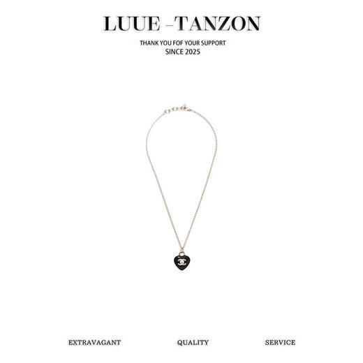 香奈儿黑色亚克力爱心两用项链刘雯同款（XTY） 商品图0