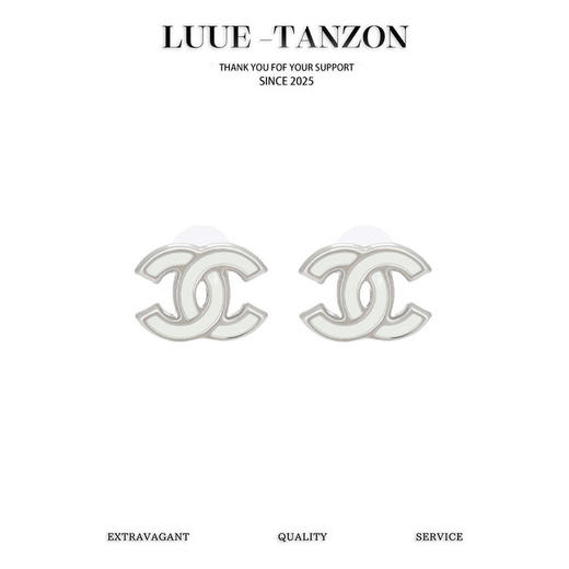 香奈儿 白珐琅银c耳钉（XJ） 商品图0