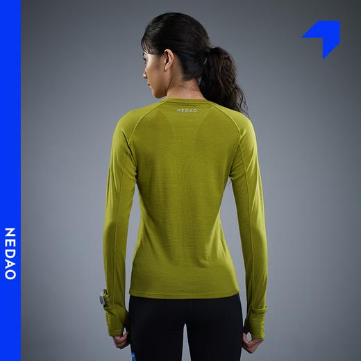 内道美利奴羊毛圆领拼接长袖男女同款吸汗透气网孔越野跑步t 商品图4