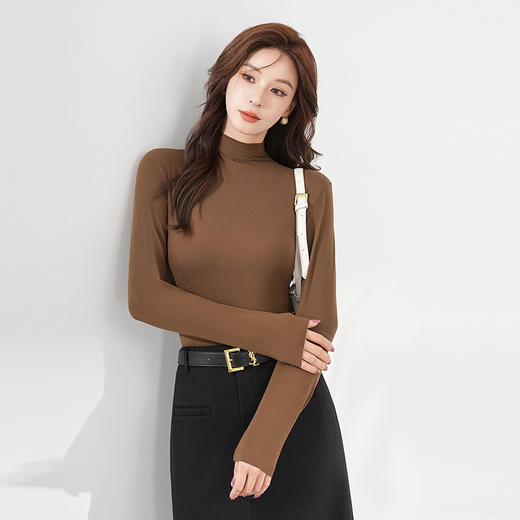 【亲肤暖绒❗️烟酰胺美肤打底衫】1件=内搭打底+外穿T恤，搭配单品神器，一年四季都能穿！面膜肌底打底上衣秋冬内搭修身保暖长袖半高领薄 商品图10