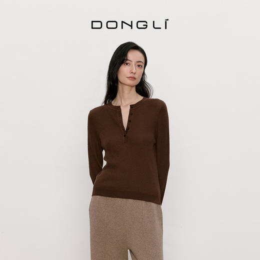 东黎 • 我不被驯化 精英亨利衫 丝绒女士秋季圆领长袖套衫 5354AN-A 商品图2