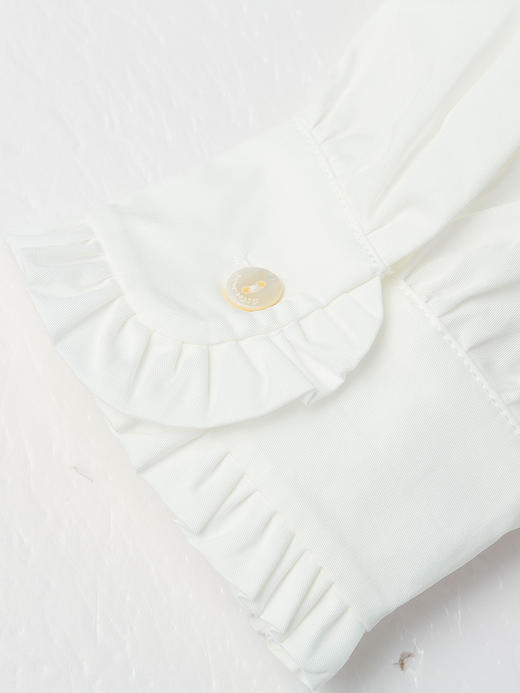 【气质款】木耳边立领白色衬衫女春秋款设计感小众长袖百搭上衣 商品图3