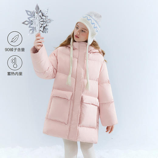 笛莎Deesha 童装女童羽绒服2025冬新款女童甜美基础泡芙中长款羽绒服 商品图0