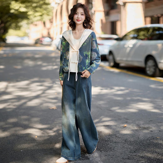 HR XPH5896韩版拼接钉珠设计感小香风套装 商品图1