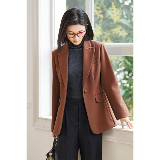 剩S/M 米思阳2026春季戗驳领气质收腰通勤西装高级感轻职场时尚西服4540 商品图0