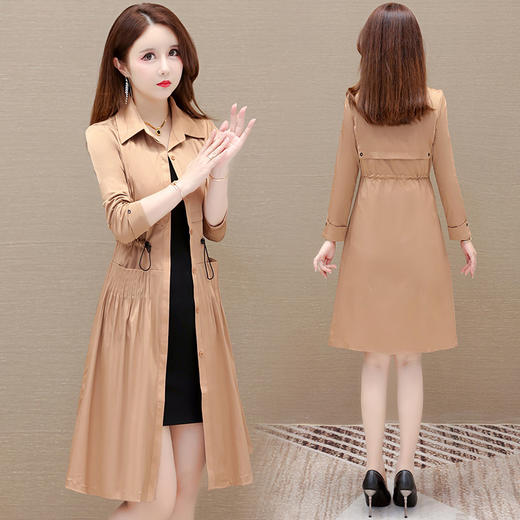 QYMLRX-1215C03-1-Y风衣女中长款英伦风外套春秋2025春秋新款气质时尚收腰中长款大衣 商品图2