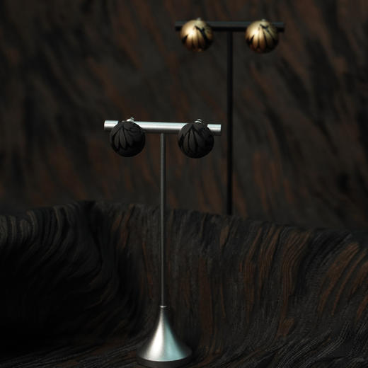 牧衣游 大漆手绘耳钉复古文艺禅意 虚谷【不支持会员折】 商品图0