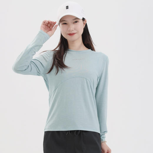 纳趣户外天丝羊毛速干衣亲肤透气美利奴运动长袖T恤快干健身上衣女 商品图3