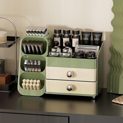 桌面化妆品收纳盒多功能高级抽屉式梳妆台口红大容量护肤品置物架 商品图0