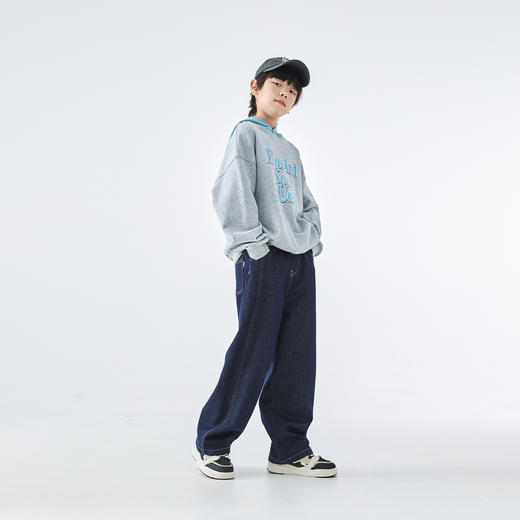 预售1.1发 蓝汽水25年冬季新款亲子中大男童不落色牛仔裤加绒保暖百搭休闲裤 商品图3