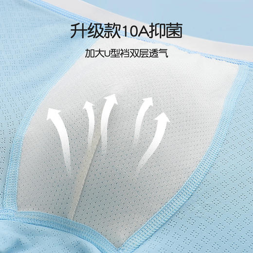 10A抑菌【4条装】透气薄款冰丝网眼含桑蚕丝裆男童平角内裤男3684-7冰冰熊男童内裤 商品图4