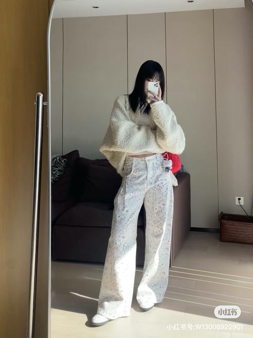 TY336-Chane  25C早春新款 彩色涂鸦小鱼印花直筒阔腿牛仔长裤（PG*MM） 商品图8