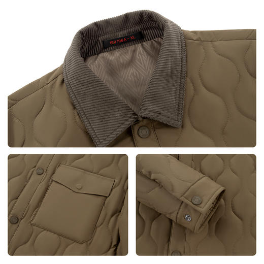 【灯芯绒撞色领】柒牌男装抗皱棉服2025秋冬新款男士休闲潮流外套129E70510 商品图3