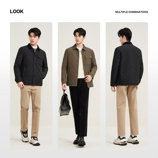 【灯芯绒撞色领】柒牌男装抗皱棉服2025秋冬新款男士休闲潮流外套129E70510 商品图2