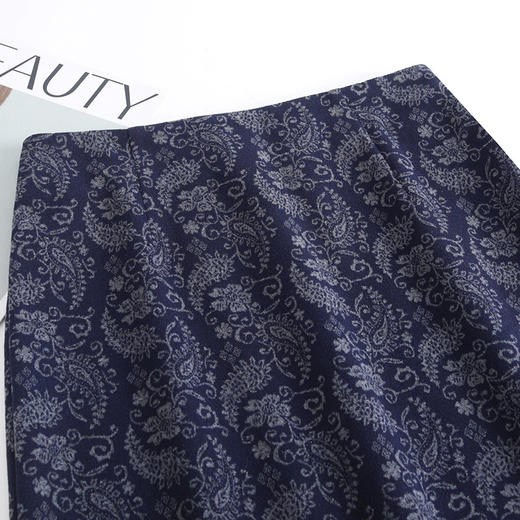 MYX通勤印花时尚直筒裙长款开叉一步裙2025年秋季新款高腰显瘦半身裙 商品图3