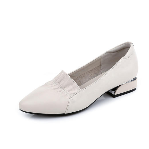 丁摩 单鞋女平底平跟真皮大码牛皮百搭豆豆鞋春秋新款软底女鞋5ZF-0576 商品图4