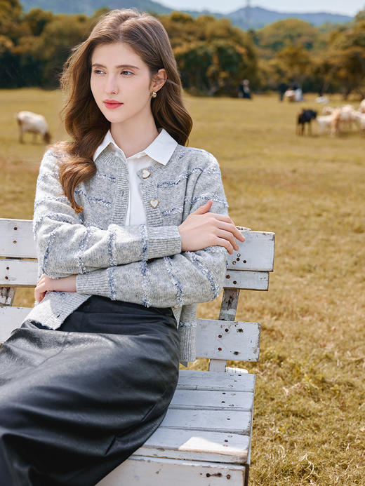 【百图lulu定制】【香风针织外套】雀羽绒 混纺编织 香风 长袖外套 商品图3