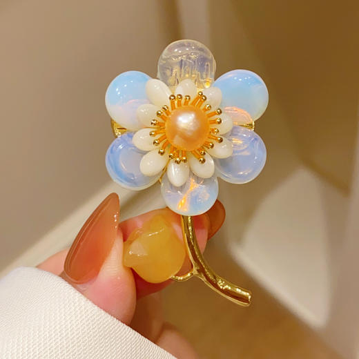 新中式复古珍珠花朵胸针国风郁金香别针 商品图0