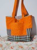 回声Echos/ 橙色拼接格纹单肩包【可双面背】 商品缩略图0