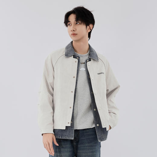 【新品上新】HX 秋季假两件翻领茄克衫外套C105530025101 商品图1