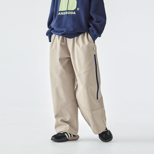 蓝汽水25年冬季新款亲子中大男童加绒机能裤侧边撞色防泼水休闲裤 商品图2