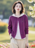 时尚显气色树莓色，洋气假两件连帽针织衫LJX-547 商品缩略图1