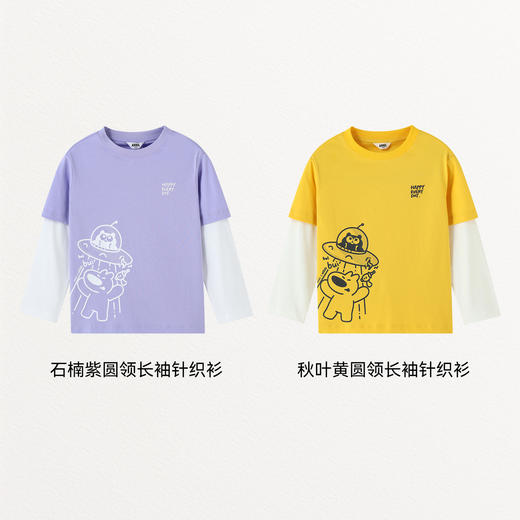 Annil联名款【阿耀和黑宝】男女童圆领长袖针织衫秋季新款安奈儿童装EM531709 商品图3