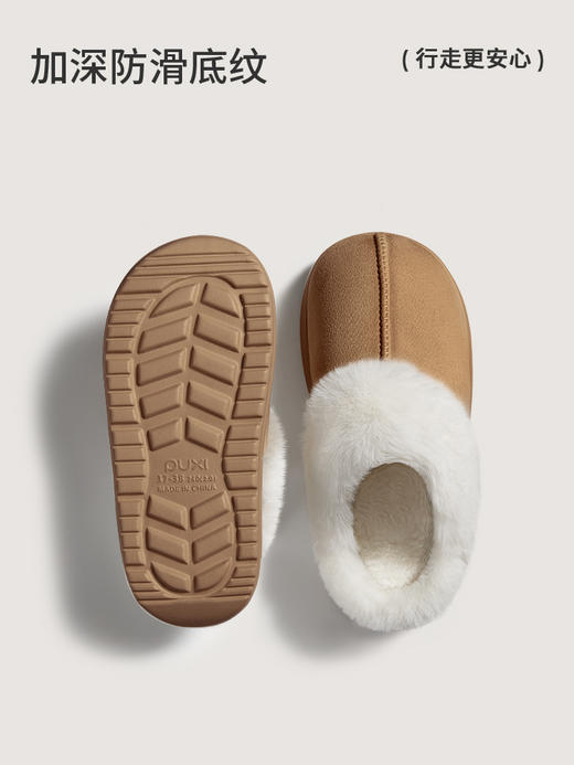 【专享】朴西月隐加绒棉拖鞋女秋冬室内居家软底保暖加厚男士毛绒拖鞋 商品图2