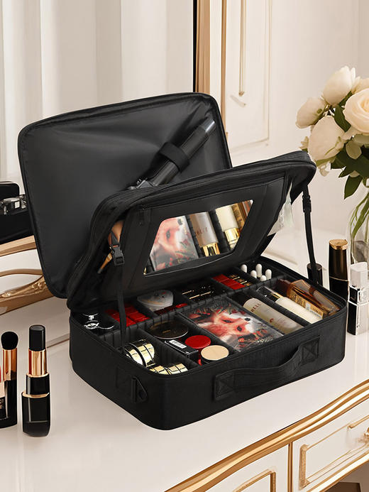 【国庆出行收纳好帮手！三层大空间】大容量化妆包女便携旅行化妆品收纳包袋ins风纹绣美甲跟妆工具包。rb 商品图1