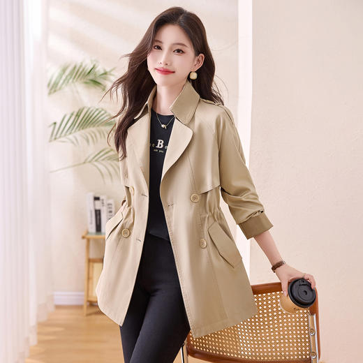 丁摩 风衣外套女春秋新款中长款时尚洋气大衣高端设计感5ZF-8059 商品图2