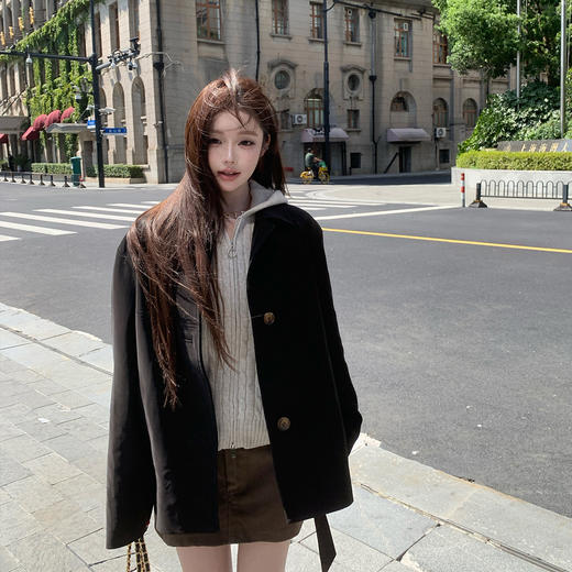 LIN BOUTIQUE 居家外穿两得 复古绞花慵懒针织拉链开衫外套女新款 商品图3