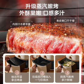 美的（Midea）空气炸锅蒸烤一体 免翻面实用多功能全自动 家用空气炸锅大容量5.3L热风烘炸金属内腔 MF-KZE535J5