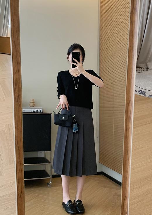 之禾千加半裙品质斜纹含羊毛精简压褶半裙 商品图5