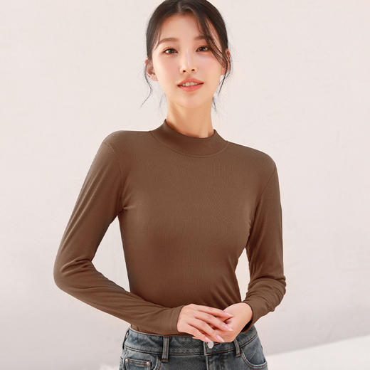 【秋季新款❗️百搭半高领打底衫】收腰设计，藏肉显瘦，恒温保暖，柔软轻盈，冬季保暖内衣女上衣内搭螺纹秋衣可外穿保暖衣 商品图7
