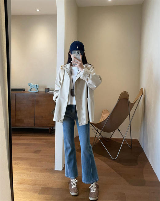 秋新款天丝棉廓形显瘦连帽风衣夹克外套 商品图3