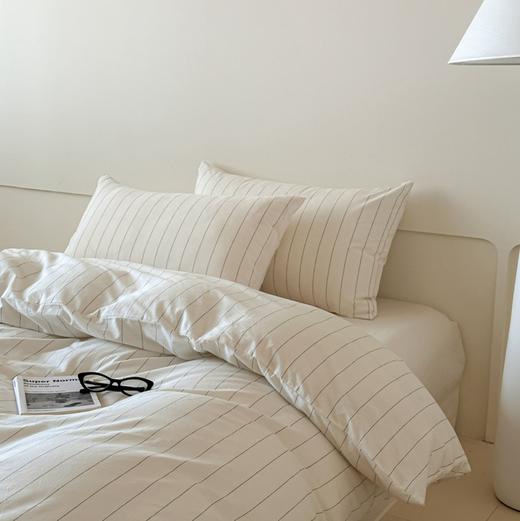 特价 100%全棉床品套装 良品宽条纹白色 商品图1