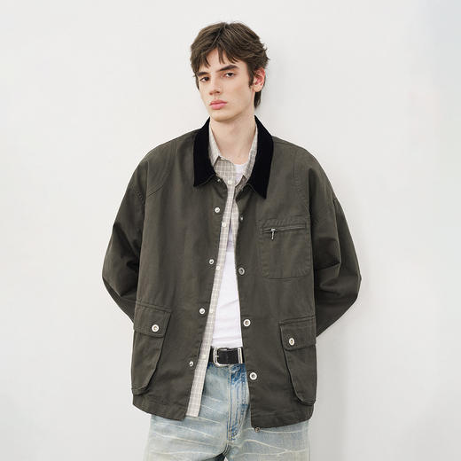 714street纯棉水洗做旧复古猎装夹克2025秋冬季巴恩风工装外套男 商品图2