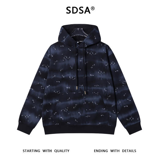 WY1047SDSA秋冬新款痞帅男装韩版扎染撞色泡泡印花抽绳连帽卫衣时尚百搭 商品图1