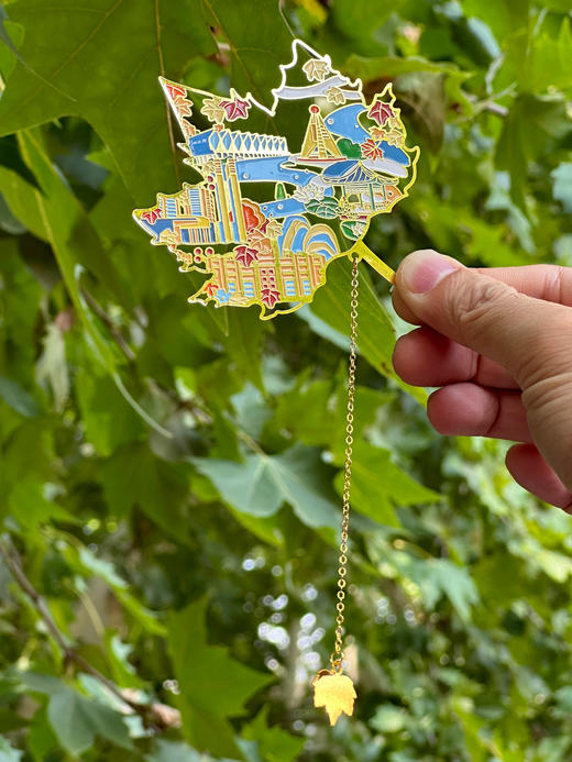 梧桐叶镂空吊坠书签 商品图0