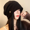 【秋冬季黑色包头堆堆帽子】金属小标慵懒风 高级感大头围显脸小冷帽 国庆出游 商品缩略图5
